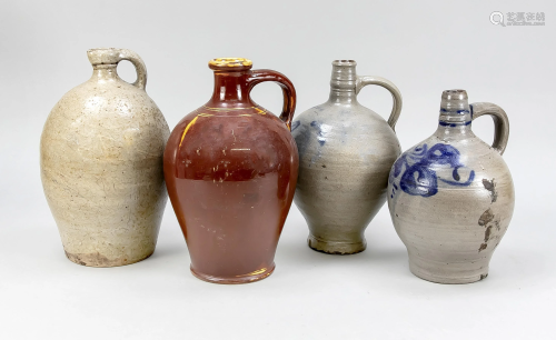 4 stoneware oil bottles, 19th