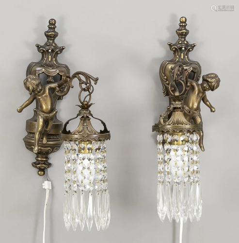 Pair of figural wall lamps, 20