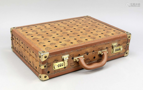 MCM, briefcase, cognac (faux?)
