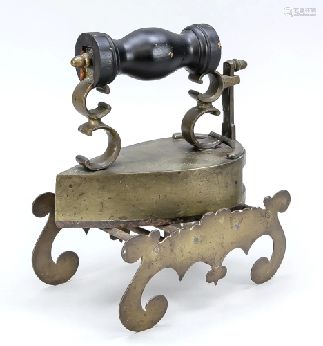 Antique iron, 19th c., brass a
