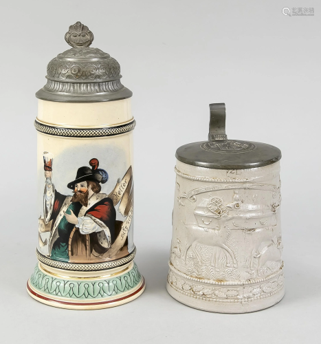 2 jugs around 1880, earthenwar