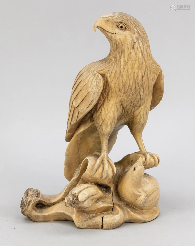 Eagle with young, 20th c., ful