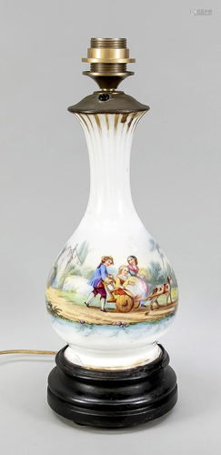 Lamp base, late 19th c., porce