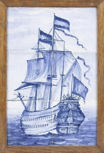 Tile picture with sailing ship