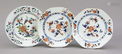 3 Imari-style plates, China,