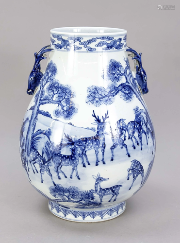 Hu vase with deer, China, 19