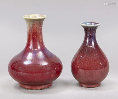 Two vases with flambÃ© glaze,