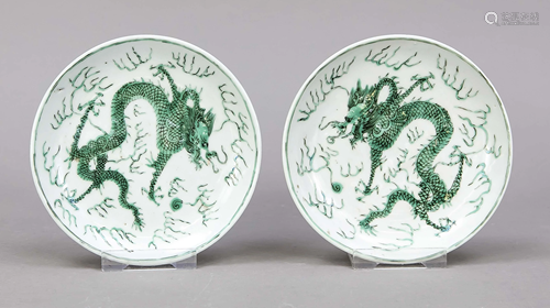 Pair of dragon plates, China