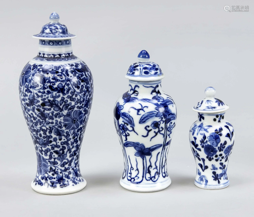 3 miniature vases, China, 19