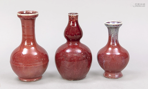 Three vases with oxblood/fla