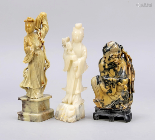 3 soapstone figures, China,