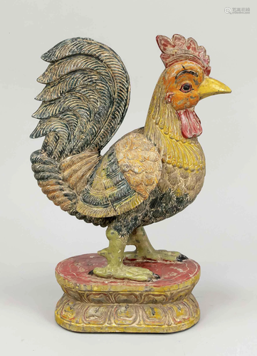 Rooster, 20th c., wood fully