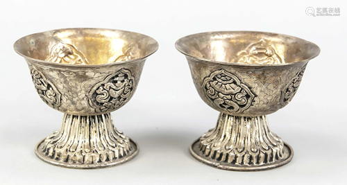 Pair of small butter lamps,