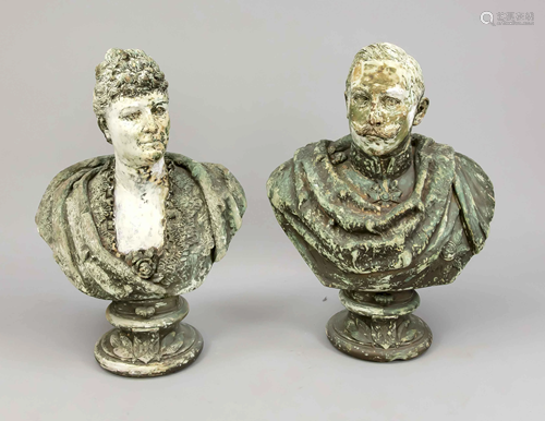 Pair of large busts of the i