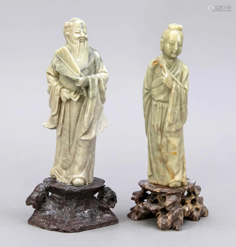 2 soapstone figures, China,