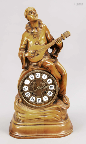 Wooden table clock, hand-car