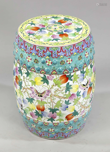 Famille Rose garden stool, C