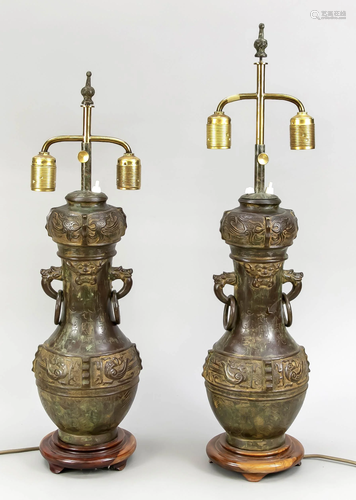 Pair of vase shaped lamps, C