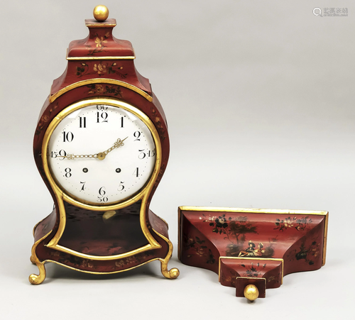 Wall clock on console, wood