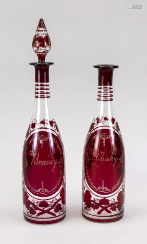 Pair of brandy/whisky decanters, Boh