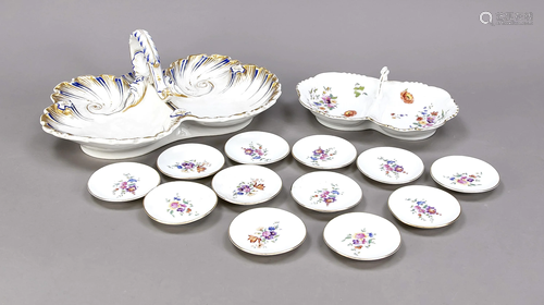 14 serving pieces, German, 2-part ca