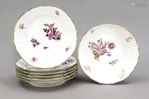 Six plates and 1 bowl, Royal Copenha