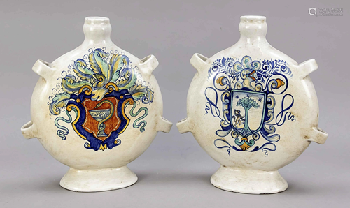 Two flattened bottles, Deruta, Italy