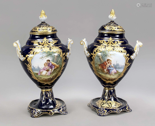 Pair of lidded vases in the style of