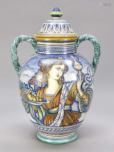 Lidded vase, Deruta, Italy, 20th c.,