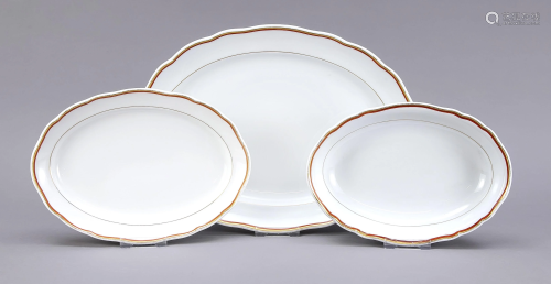Three oval serving plates, Meissen,
