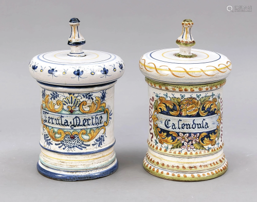 Two apothecary jars, Deruta, Italy,