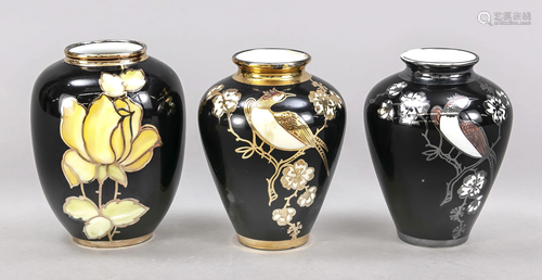 Three vases, 20th c., different make