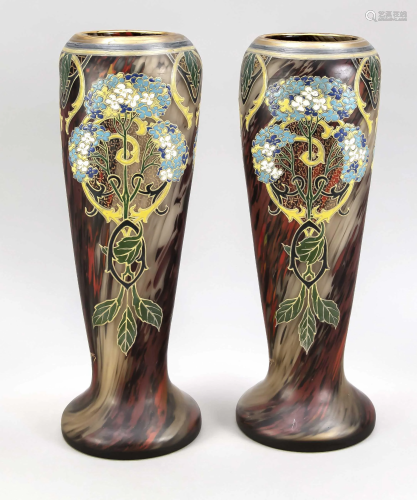 Pair of large Art Nouveau vases, Fra