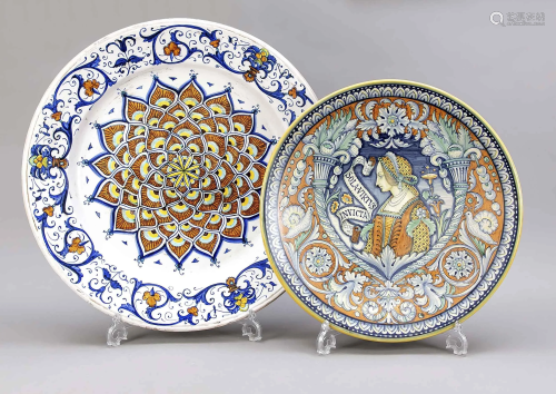 Two wall plates, Italy, 20th century