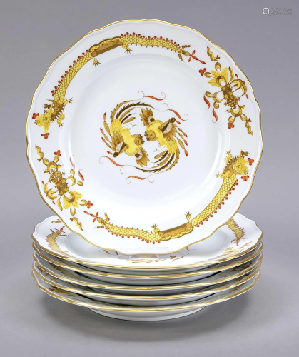 Six shallow plates, Meissen, mark 18