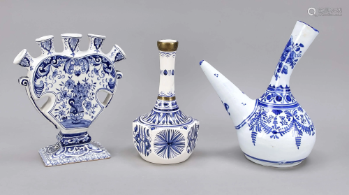 Three ceramic vessels, 20th c., faie
