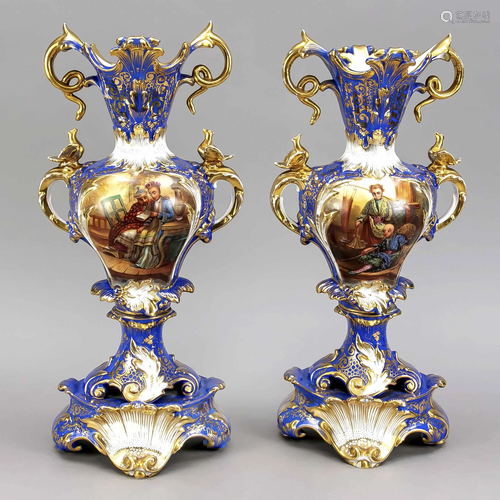 Pair of historicism vases, France, 1