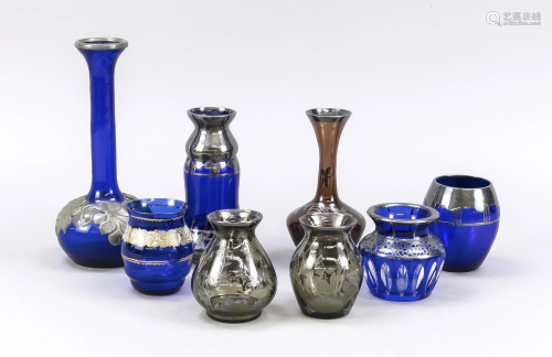 Group of eight small vases, 20th c.,