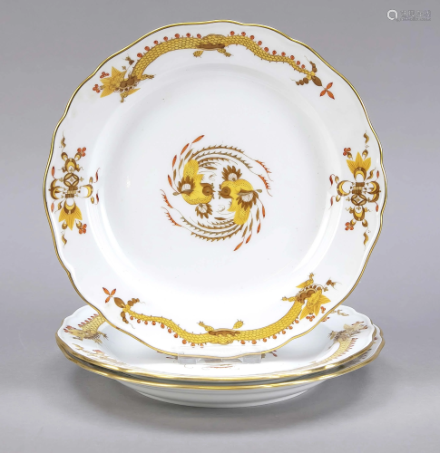 Three plates, Meissen, 1 x mark 1850