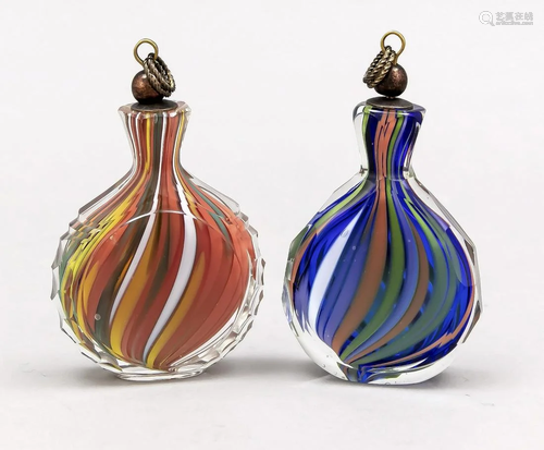 Two snuffbottles, 20th c., oval stan