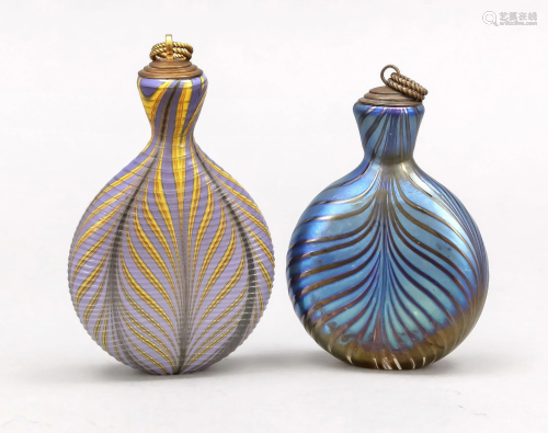 Two snuff bottles, 20th c., oval sta