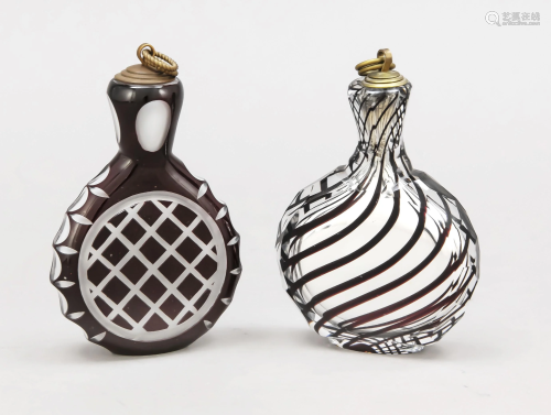 Two snuff bottles, 20th c., oval sta
