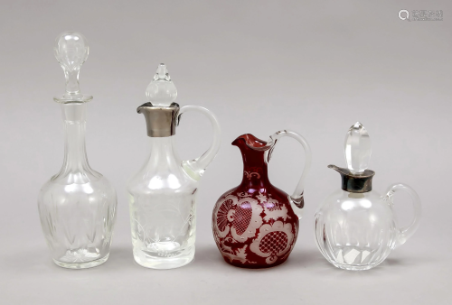 Four small carafes, 20th c. differen