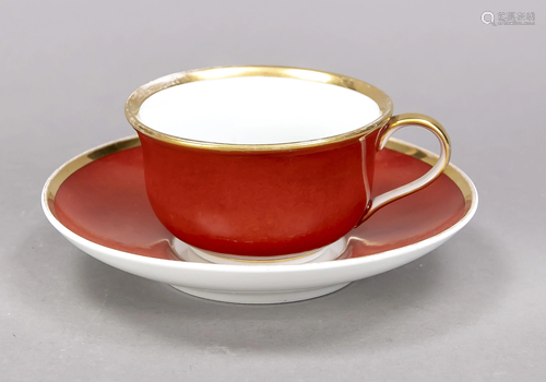 Tea cup with saucer, KPM Berlin, pen