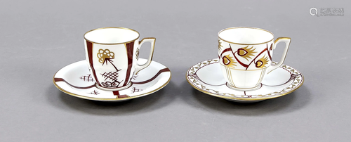 Two demitasse cups with saucers, Sch