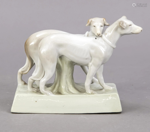 Pair of greyhounds, 1920-30s, incise