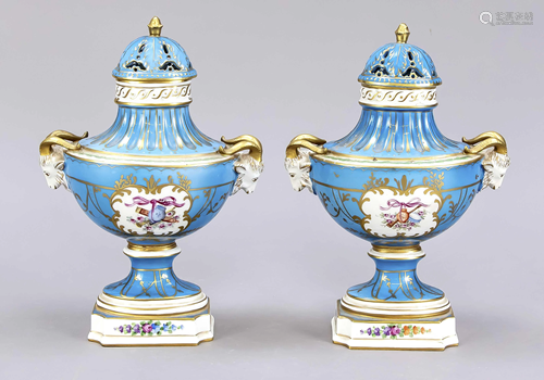 Pair of potpouri vases, Potschappel,