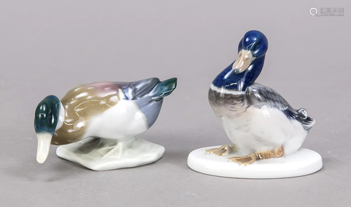 Two different duck figures, 1 x Rose