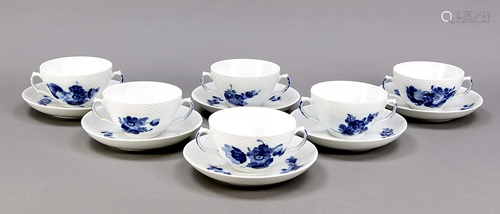 6 soup cups with saucers, Royal Cope