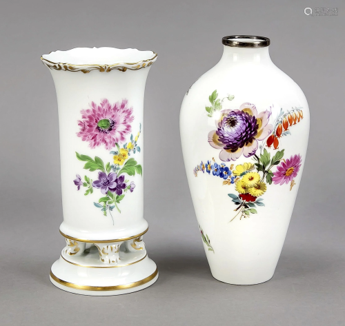 Two vases, Meissen, stove vase with